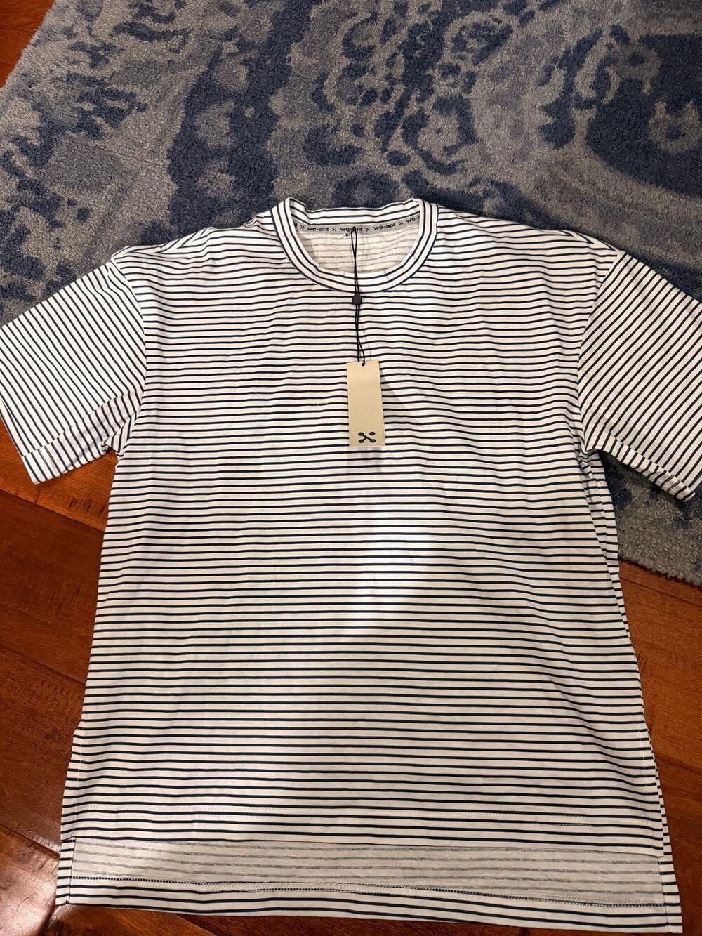 We-ar4 Woman’s Navy Blue and white cotton striped top